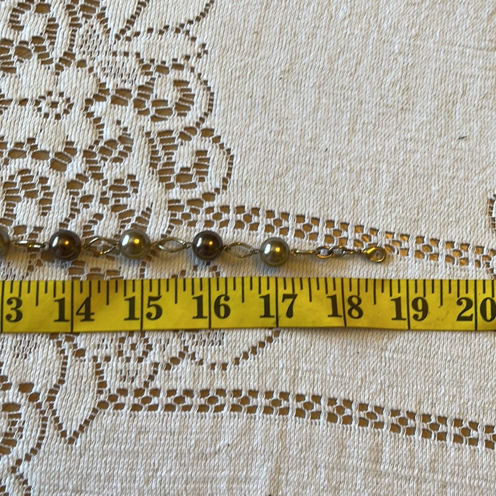 🌺 VINTAGE; Beautiful Bronze & Taupe 19” Pearl Necklace w/Silver Hardware NICE! - Picture 7 of 8